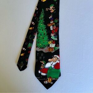 Holiday Santa, Elves, Presents, and Christmas Tree Hallmark Tie